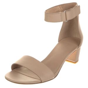 VINCE "Rita" Ankle Strap Leather Heeled City Sandal in Beige